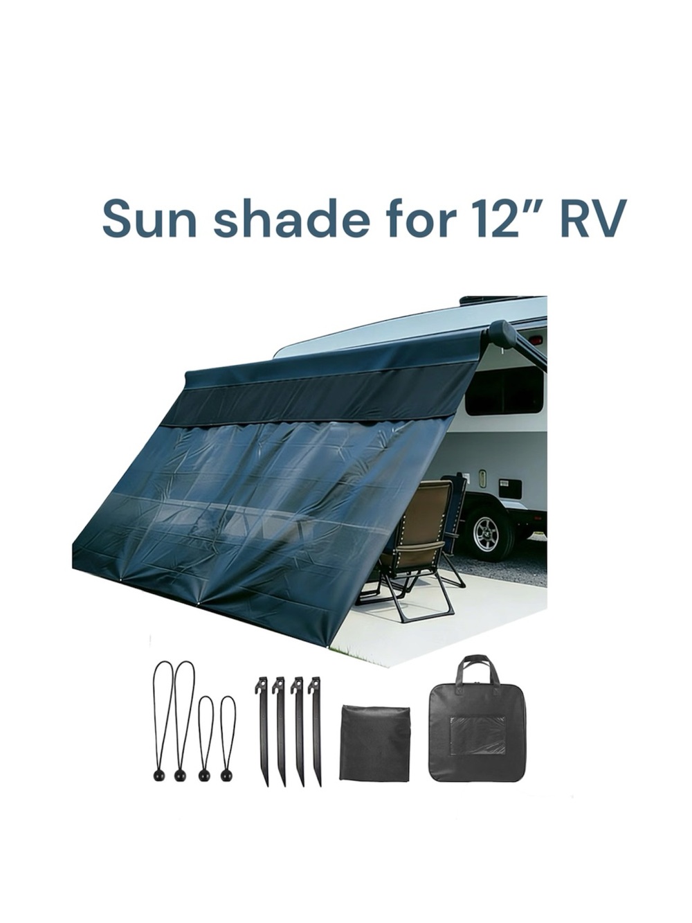 NEW! Black Sun Shade Screen for 12’ RV Awning